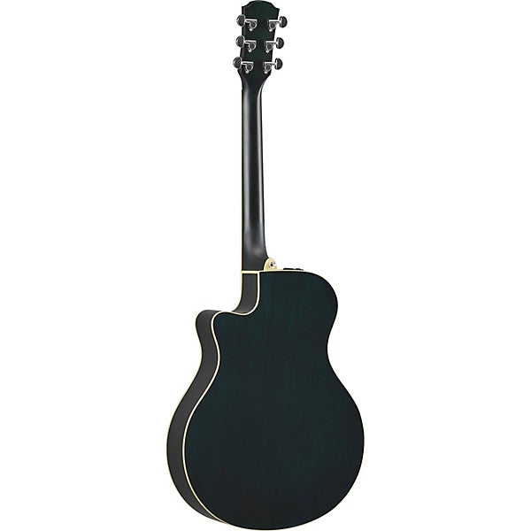 Yamaha APX600 – Oriental Blue Burst (Thinline Acoustic‑Electric) - Back view (white background)